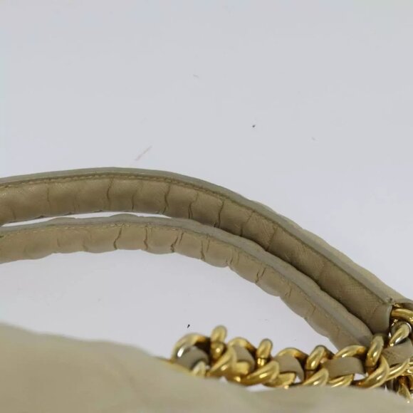 PRADA Chain Hand Bag Nylon Beige Gold Auth mr979 - Picture 9 of 16